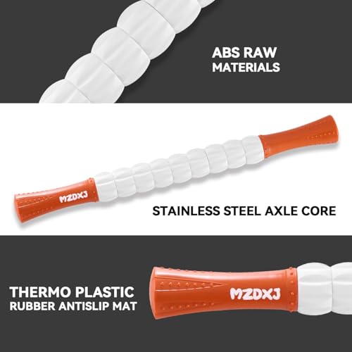 Muscle Roller Massage Roller Stick- Deep Tissue Fascia Blaster for Myofascial Pain Relief, Lymphatic Drainage & Body Sculpting, Handheld Physical Therapy & Recovery Tool(Orange White -18 inch) - color: Orange White