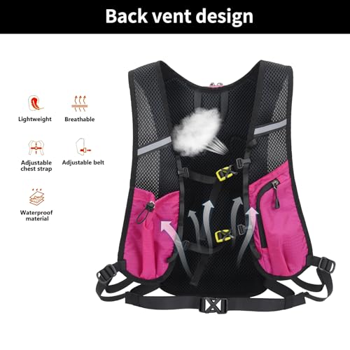 15L Small Hiking Backpack Lightweight Hydration Backpack for Men Women, Warterproof Hiking Daypack for Travel Cycling - color: Rose