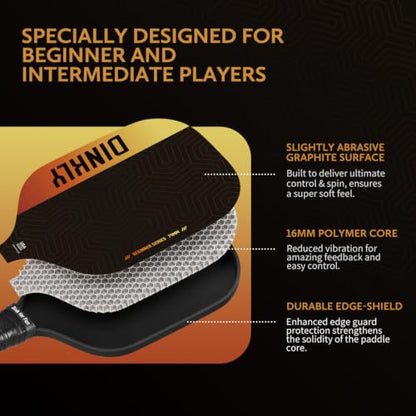 Pickleball Paddles Set of 2/4- USAPA Approved Graphite/Fiberglass Pickleball Racket, 2 Pickleball Rackets, 4 Balls and 1 Portable Carry Bag, Aesthetic Pickle Ball Set for Men Women Beginners - color: 2 Amber Glow | Grey | Graphite