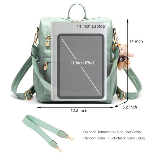 Soperwillton Women Backpack Purse Multipurpose Design Handbags Shoulder Bag PU Leather Travel bag Backpack Set 2pcs - color: Iceblue