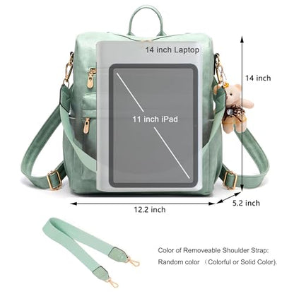Soperwillton Women Backpack Purse Multipurpose Design Handbags Shoulder Bag PU Leather Travel bag Backpack Set 2pcs - color: Iceblue