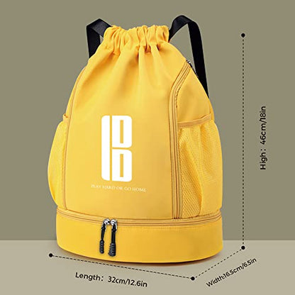 brooman Youth Soccer Bags Boys Girls Backpack for Soccer Basketball Volleyball & Football with Ball Compartment - color: Yellow