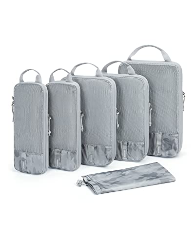 BAGSMART 6 Set /4 Set/2 Set Compression Packing Cubes for Travel, Lightweight Luggage Organizer Bags, Durable Space Saver Bags Travel Essentials - color: Camouflage Grey, size: Set of 6