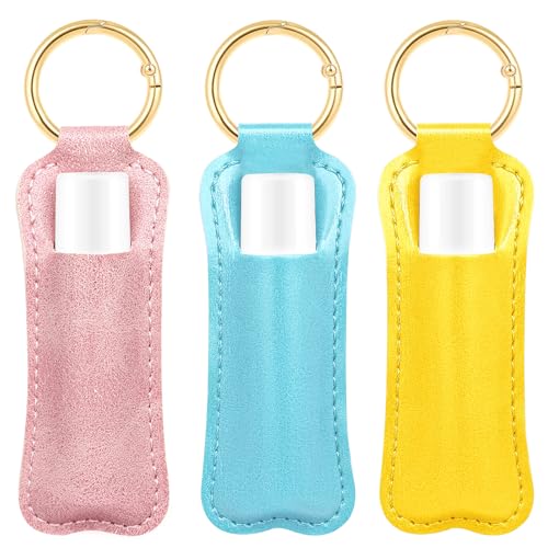 WK IEASON Lip Balm Holder for Chapstick Lipstick Sleeve Keychain,Small Christmas Gifts Stocking Stuffers for Teen Girls Women - color: 3 Pcs-set C