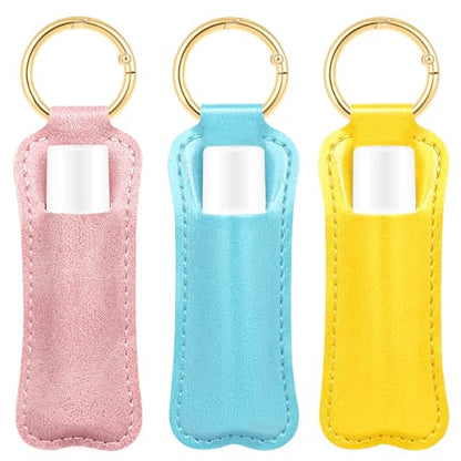WK IEASON Lip Balm Holder for Chapstick Lipstick Sleeve Keychain,Small Christmas Gifts Stocking Stuffers for Teen Girls Women - color: 3 Pcs-set C