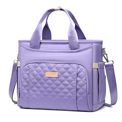 AIJIEKE Large Insulated Lunch Bag for Women, Leakproof Work Lunch Box Tote | Keeps food fresh 8-12 hours. Spacious multi-pocket design with a removable strap. Water-resistant and easy-wipe interior - color: Light Purple