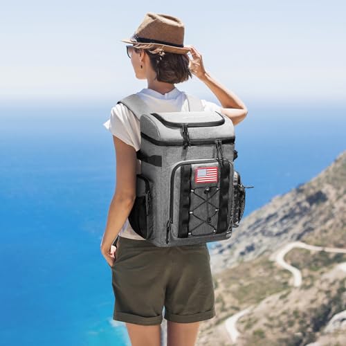 Maelstrom 35/50 Can Insulated Backpack Cooler, Leakproof Soft Lunch Ice Bag - color: Grey, size: 35 Can