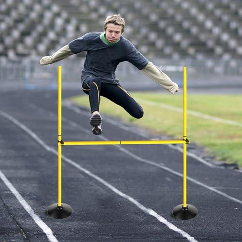 Adjustable Height Agility Hurdle Set Multi-Function Soccer Trainning Pole Set Coaching Sticks with Rubber Base - color: 4.9 FT