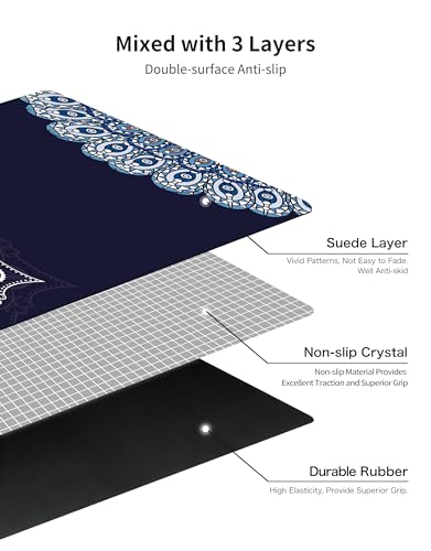 nuveti Printed Travel Yoga Mat-1/16 Inch Thick Non Slip Fitness Workout Mat with Carrying Bag, Foldable Lightweight Suede & Natural Rubber Yoga Mat for Yoga Pilates and Fitness 72" L x 24" W x 1.5mm - color: DarkBlue