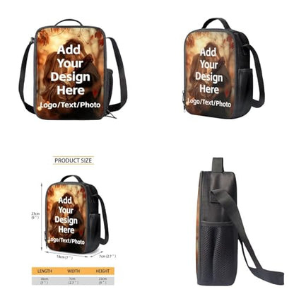 Custom Backpack for Girls Boys Backpack with Lunch Box Water Bottle Holder with Strap and Zipper Pencil Case 4PCS Set Bookbag with Front Pocket for School Teens 17 inch Sturdy School Bag - color: Customized