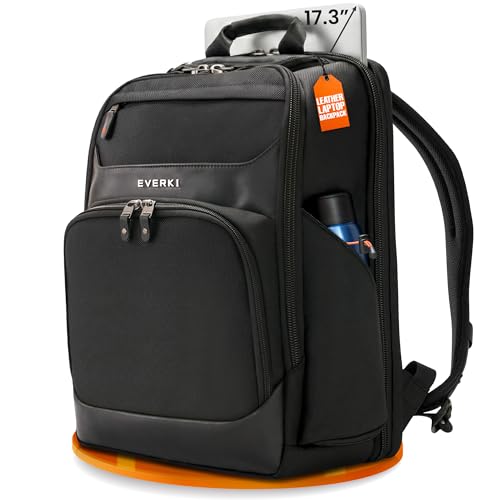 EVERKI Onyx 36L Business Laptop Backpack – Professional Travel Backpack for Men & Women, Laptop Bag with Premium Leather Ballistic & Nylon, Office & Flight Approved, Fits Laptops up to 17.3” - Black - color: Black, size: 36 Liters