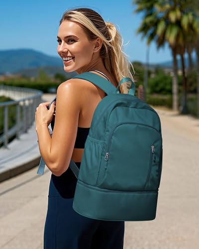 Gym Backpack for Women Men, Lightweight Gym Bag with Shoe Compartment, Waterproof Sports Backpack with Wet Pocket, Peacock Blue - color: A5-peacock Blue