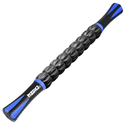 Muscle Roller Massage Roller Stick- Deep Tissue Fascia Blaster for Myofascial Pain Relief, Lymphatic Drainage & Body Sculpting, Handheld Physical Therapy & Recovery Tool (Blue black-18 inch) - color: Blue Black