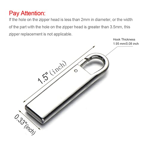 Zpsolution Zipper Pull Tab Replacement Metal Zipper Handle Mend Fixer for Suitcases Luggage Jacket Backpacks Coat Boots - color: Sliver and Black