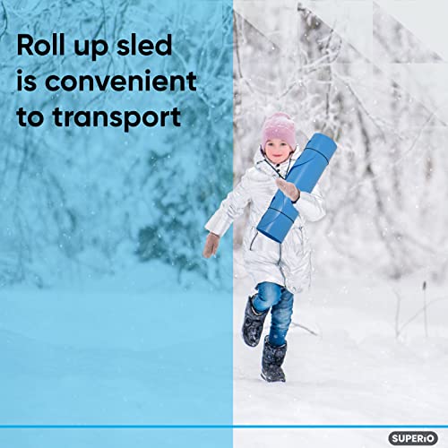 Superio Snow Slider Mat, Flexible Snow Sled Flying Carpet, Roll up Sleds for Kids 36" / Adults 54" Lightweight Plastic Snowboard Sled, 1 Pack - color: Blue, size: 36"