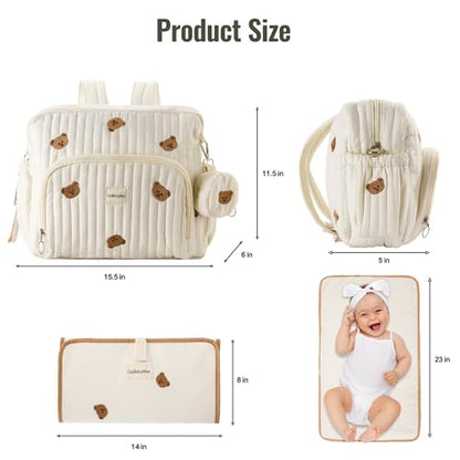 GOBABYMART Diaper Bag Backpack, Medium Maternity baby bag & Changing Pad, Insulated Pockets, Stroller Straps & Pacifier Case (Medium - Beige Bears) - color: Medium - Beige Bears