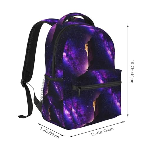 Outdoor Hiking Backpack Purple Space Galaxy Shimmering, Water Resistant Daypack with Side Mesh Pockets for Camping, Beach and Sports - color: Pattern (266)