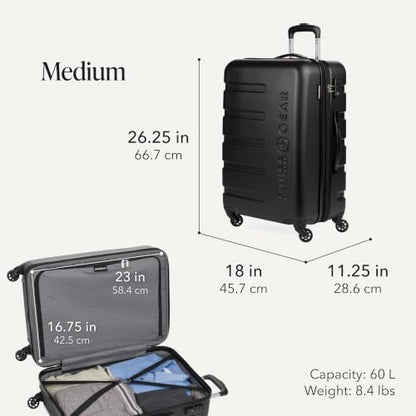 SwissGear 7366 Signature Hardside Expandable Luggage with Spinner Wheels, TSA Lock, Cup-Holder, Black, 3-Piece Set (19/23/27) - color: Black, size: 3-Piece Set (19/23/27)