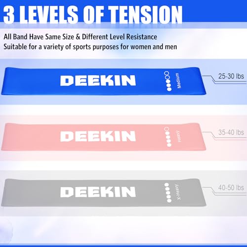 Deekin Resistance Bands Resistance Loop Exercise Bands Exercise Equipment Elastic Ring for Women and Men Home Fitness, Gym, Yoga - color: Blue, size: 25 Lbs