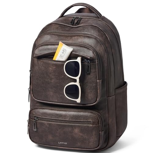 LATMAP Backpack For Women Men Vegan Leather Backpack Purse Shoulder Bookbag 17 16 15.6 Inch Laptop Bag Handbags For Travel Work College Large Coffee Color - color: Coffee Color