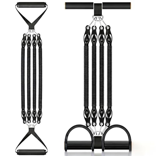Multifunction Tension Rope, 2 Tubes Stretch Yoga Pedal Tension Strap, Adjustable Resistance, Tension Rope Fitness Equipment - color: Black