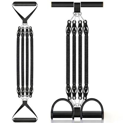 Multifunction Tension Rope, 2 Tubes Stretch Yoga Pedal Tension Strap, Adjustable Resistance, Tension Rope Fitness Equipment - color: Black