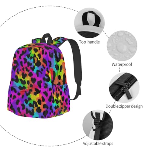 cfpolar 17 Inch Backpack Rainbow Leopard Animal Laptop Bag Shoulder Bag School Bookbag Casual Daypack For Boys Girls,A-14 - color: D-14