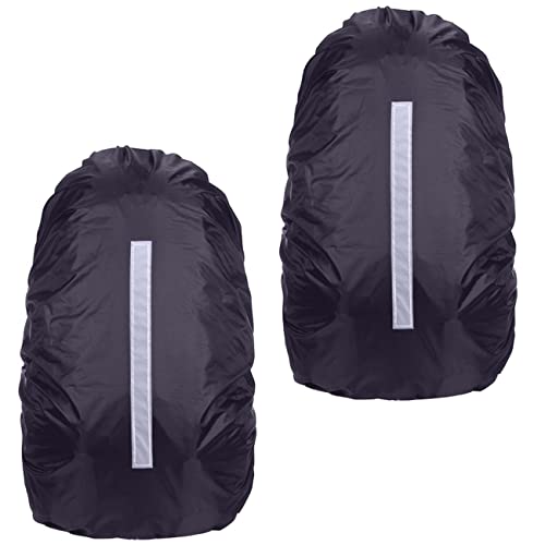 Hi-Visibility Backpack Rain Cover with Reflective Strip 100% Waterproof Ultralight Backpack Cover, Storage Pouch, for Hiking, Camping, Biking, Outdoor, Traveling - color: Black 2 Pack