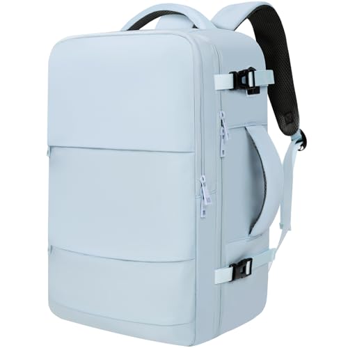 BAGAIL Travel Laptop Backpack, Carry on with USB Port, Luggage Bag for Holiday-Light Blue - color: Light Blue