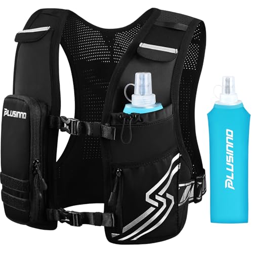 Running Vest for Women Men, Running Hydration Vest with 500ml Soft Flask & Touch-Screen Phone Pocket, Reflective Lightweight Hydration Backpack for Hiking with Adjustable Chest Waist Straps - size: X-Small-Small (Chest 25"-33")