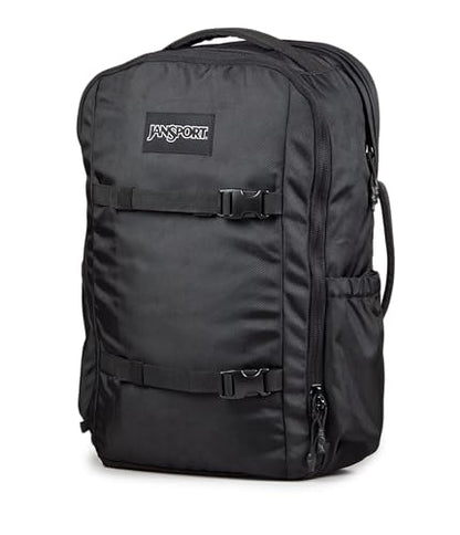 JanSport Venture Pack – Travel Pack With Large Main Compartment with Compression Straps, Dual Water Bottle Pockets, Padded Hip Belt & Luggage Trolley Pass-Through, Black - color: Black, style: Venture Pack