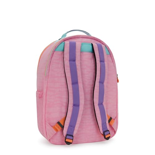 Kipling Women's Seoul Extra Large 17" Laptop Backpack, Durable, Roomy with Padded Shoulder Straps, Built-In Protective Sleeve - color: Bubblegum Pink Mix Pop, size: 13.5''L x 17.75''H x 9''D