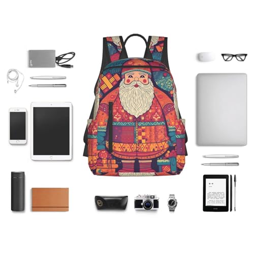 Travel Backpack for Women Men Cartoon Santa Claus Daypack 15 inch Lightweight Computer Bag Casual Back Pack - color: Cartoon Santa Claus1