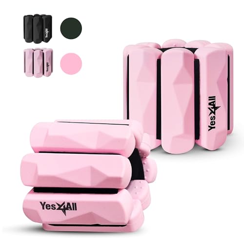 Yes4All Adjustable Wrist & Ankle Weights 3.5/5 LB Pair, Leg Weights for Women & Men, Weighted Arm Bands with Removable Sandbags for Fitness, Pilates, Walking, Strength Training - Versatile Colors - color: Pink, style: 1 LB x 2