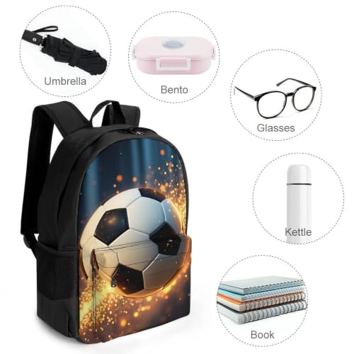 Football Flame Backpack, Durable Polyester Daypack with Laptop Compartment, Reinforced Bottom, Adjustable Shoulder Straps And Multi Pockets for Travel And Daily Use - color: Football Flame