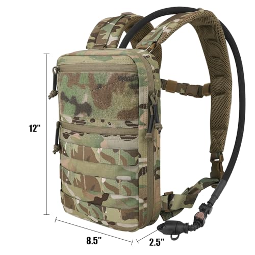PETAC GEAR Tactical Molle Hydration Pack for 1.5L - Lightweight Water Reservoir Bag for Molle Vest Backpack, for Hiking, Hunting - style: MC no Bladder