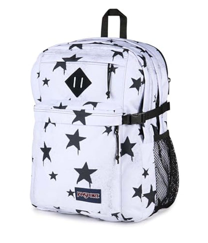 JanSport Main Campus Backpack - Travel or Work Backpack with 15-Inch Laptop Sleeve and Dual Water Bottle Pockets, Sprayed Stars Black - color: Sprayed Stars Black