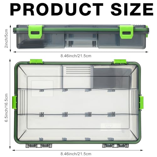 Ramede 6 Pcs Fishing Tackle Boxes Waterproof Airtight Plastic Tackle Box Organizer Transparent Fishing Tackle Storage with Adjustable Dividers for Terminal Tackle Lure Bait Hook(Small) - size: Small