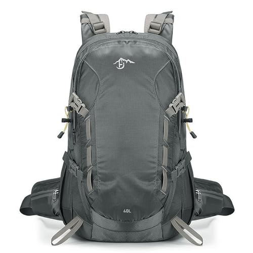 Long Keeper 40L Hiking Backpack Camping Daypack with Waterproof Rain Cover Lightweight Outdoor Sport Travel Backpack Rucksack (Grey) - color: Grey