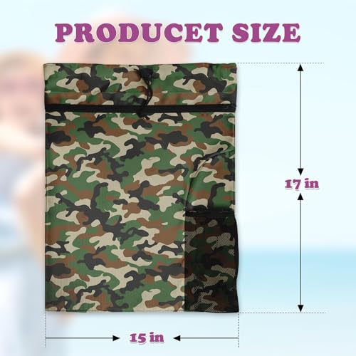 Green Camouflage Drawstring Backpack, 15” x 17” Waterproof Swim Bag for Beach Swimming Pool, Lightweight Foldable Gym Bag with Water Bottle Holder for Sports Travel - color: Camouflage