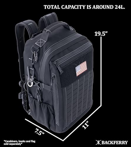 Urban Tactical Backpack Laser-Cut MOLLE Daypack Commuter Bag for EDC,Travel,Work,Hiking for Men Women - color: Black