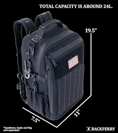 Urban Tactical Backpack Laser-Cut MOLLE Daypack Commuter Bag for EDC,Travel,Work,Hiking for Men Women - color: Black