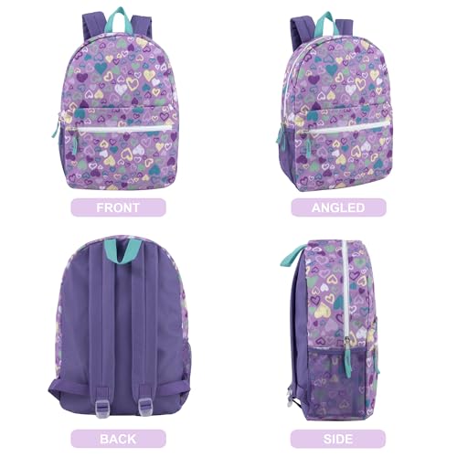 Trail maker 17 inch Backpack for Travel & Commute, Zippered Front & Mesh Side Pockets, Padded Straps - color: Festive Hearts