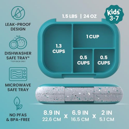 Bentgo Chill Kids Leakproof Lunch Box - 4-Compartment Bento Box with Built-In Ice Pack, 3.3 Cup Capacity, BPA-Free, Microwave & Dishwasher Safe Tray, Ages 3–7 (Truly Teal) - color: Confetti Edition - Truly Teal
