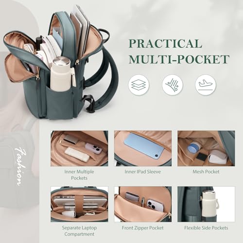 Travel Backpack for Women Personal Carry On Bag Business Weekender Hiking Multilayer Laptop Bag,16 Inch,DarkGreen - color: Upgrade-darkgreen, size: 16 Inch