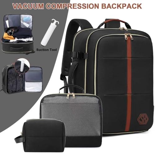 40L Travel Laptop Backpack for Women & Men, Airline Approved Carry On Luggage Overnight Bags, Waterproof Personal Item Bag, Weekender Essentials Backpacks Vacuum Backpack Black - color: Black