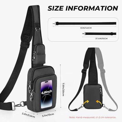 Anti-Theft Crossbody Sling Bag, RFID Blocking, Zipper Lock, Small - color: Grey