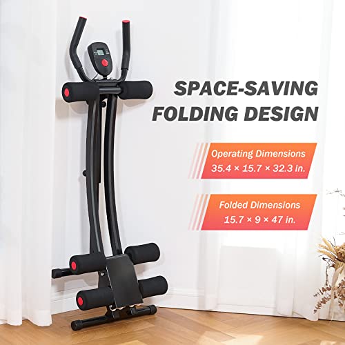 ZELUS Ab Machine for Home Gym, Core Strength Training Equipment for Home Fitness, Ab Crunch Coaster with 4 Intensities and Digital Display, Foldable Core Trainer for Abdominal - style: Ab Machine