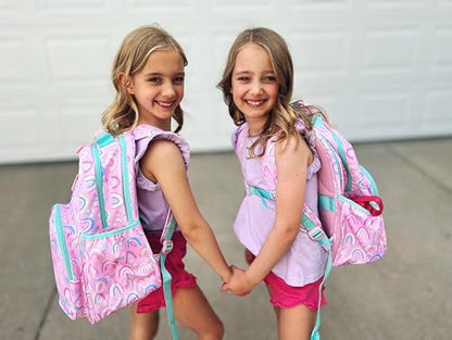 mibasies Girls Backpack: Large Kids Backpack Girls for Elementary School with Laptop Compartment - Rainbow Pink - color: Rainbow, style: School-17"h