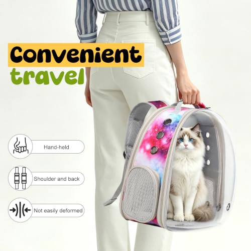 Back Extension Cat Travel Carrier Backpack (Galaxy Pink, Clear Window) - color: Galaxy Pink